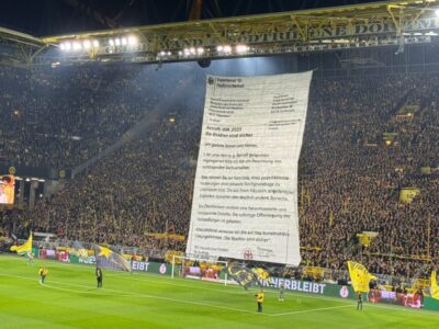 DFB Pokal BVB LEV Protest Brief Choreo