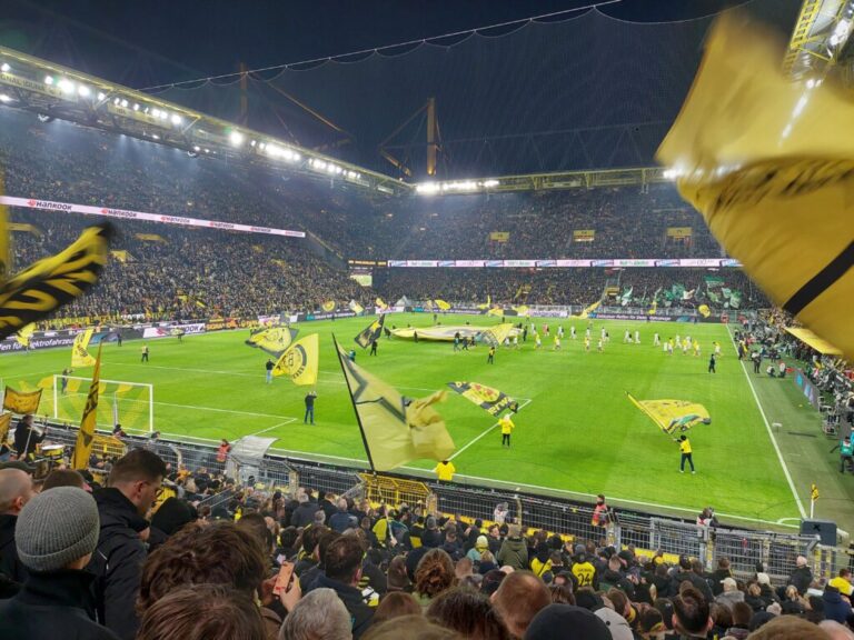 BVB SVW Einlauf der Mannschaften